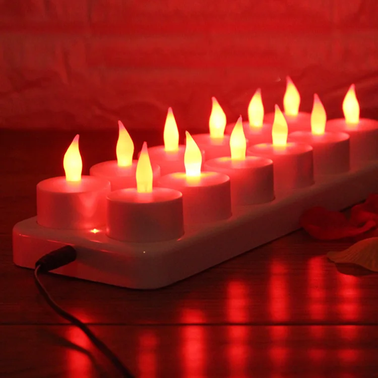 SmartLight RED Flameless LED Rechargeable Tea Light Candles Tealight