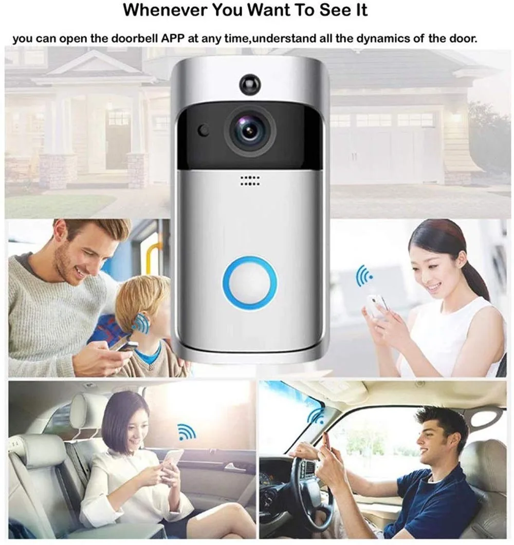 WiFi Video Doorbell Camera HD 720P Wireless Home Smart Security Cam