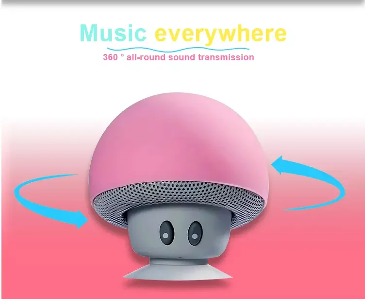 Waterproof Mini Mushroom BT-280 for Bluetooth Wireless Speaker with Strong Suction Cup Built-in Microphone Mini Speaker - ANKUX.COM