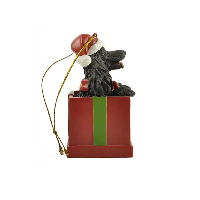 Cute princess statue of black poodle with cute home decoration in gift box ornament