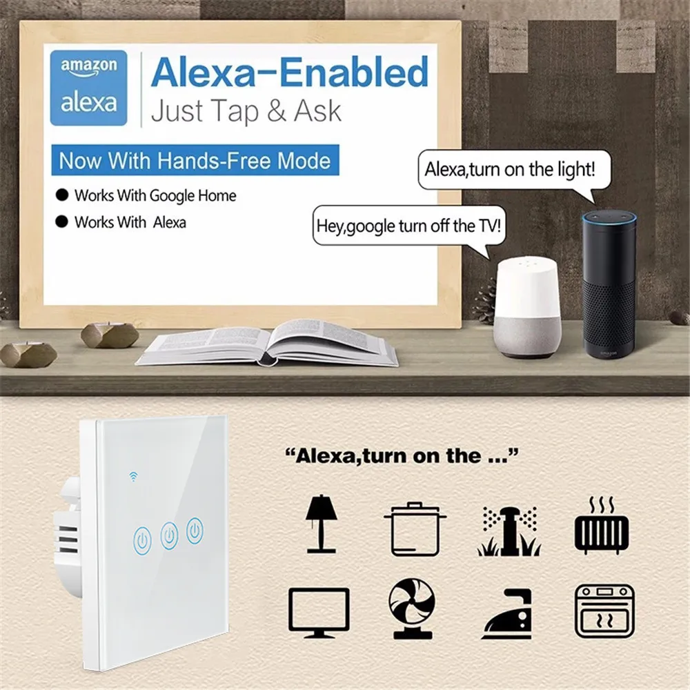 EU UK 4 Gang ZigBee Hotel Switch Home Automation Smart Wall Tuya ZigBee Switch Work with Amazon Google Assistant - ANKUX.COM