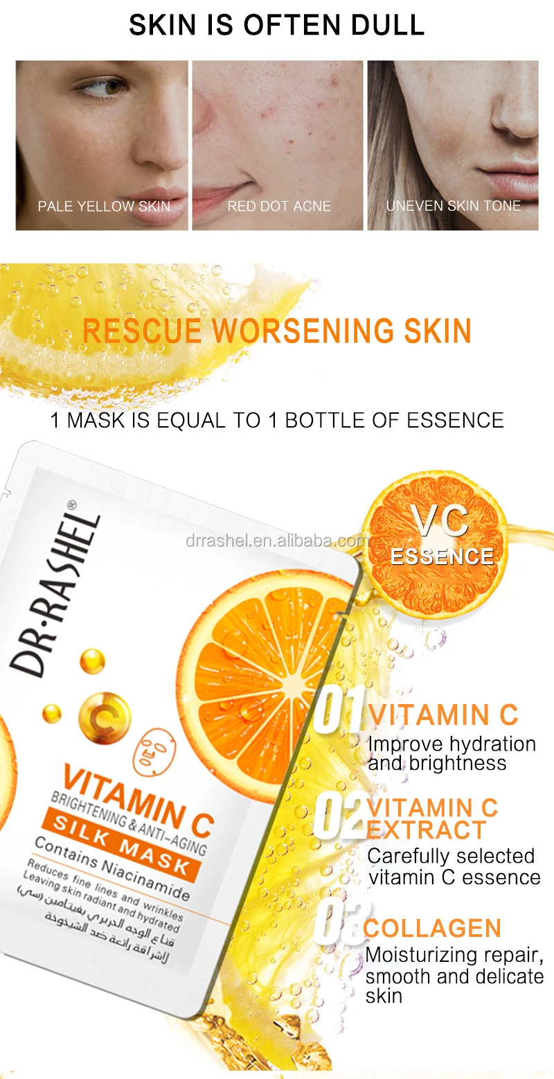 DR.RASHEL VITAMIN C BRIGHTENING AND ANTI AGING SILK MASK VC 28G*5PCS