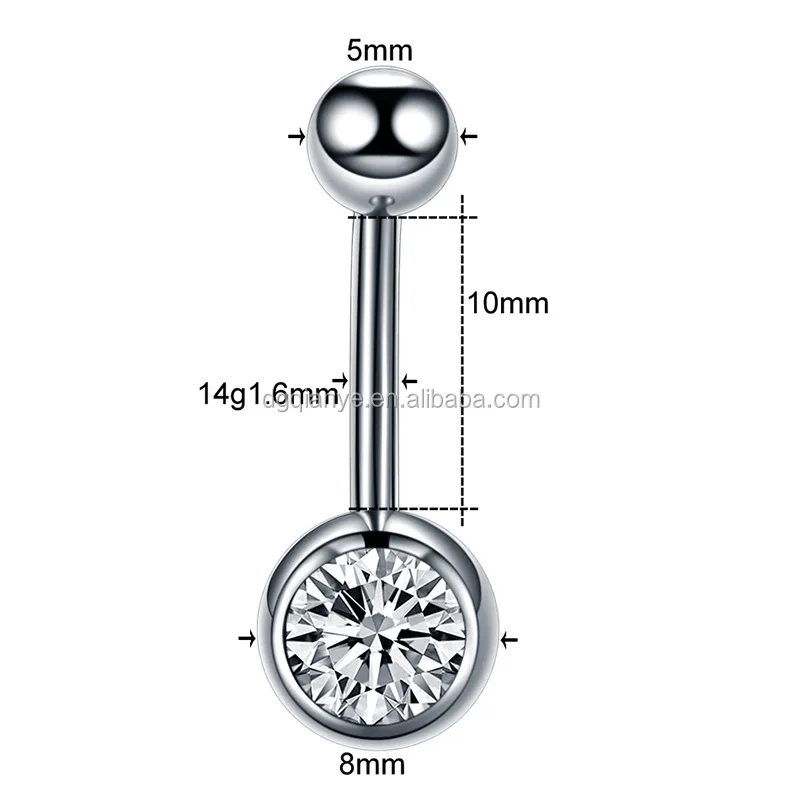 14g Titanium Custom Crystal Belly Button Ring Piercing Jewelry Belly