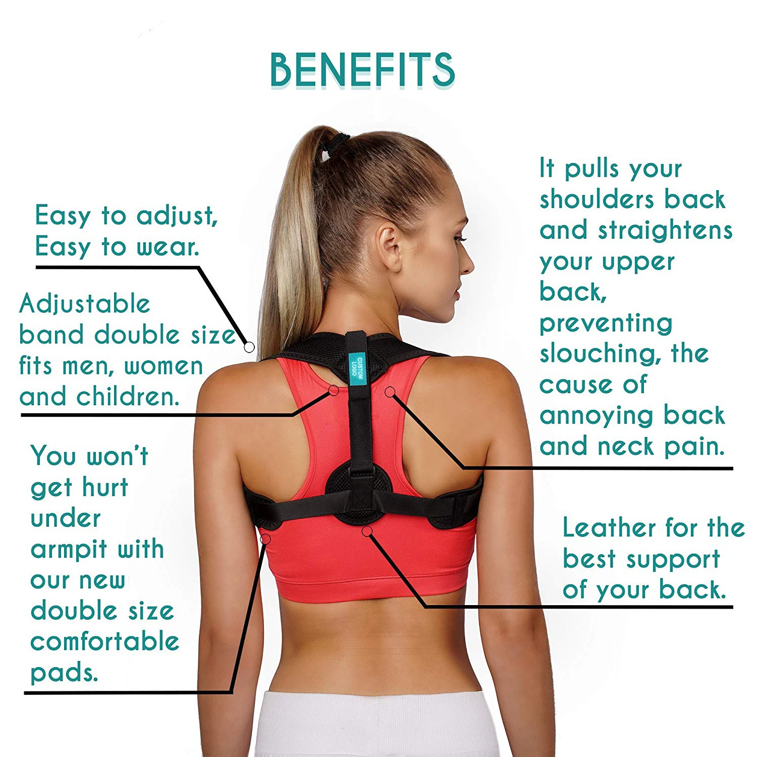 New Amazon Custom FDA CE Effective Comfortable Adjustable Posture Correct Brace for Women Men Upper Back Brace Spinal Support