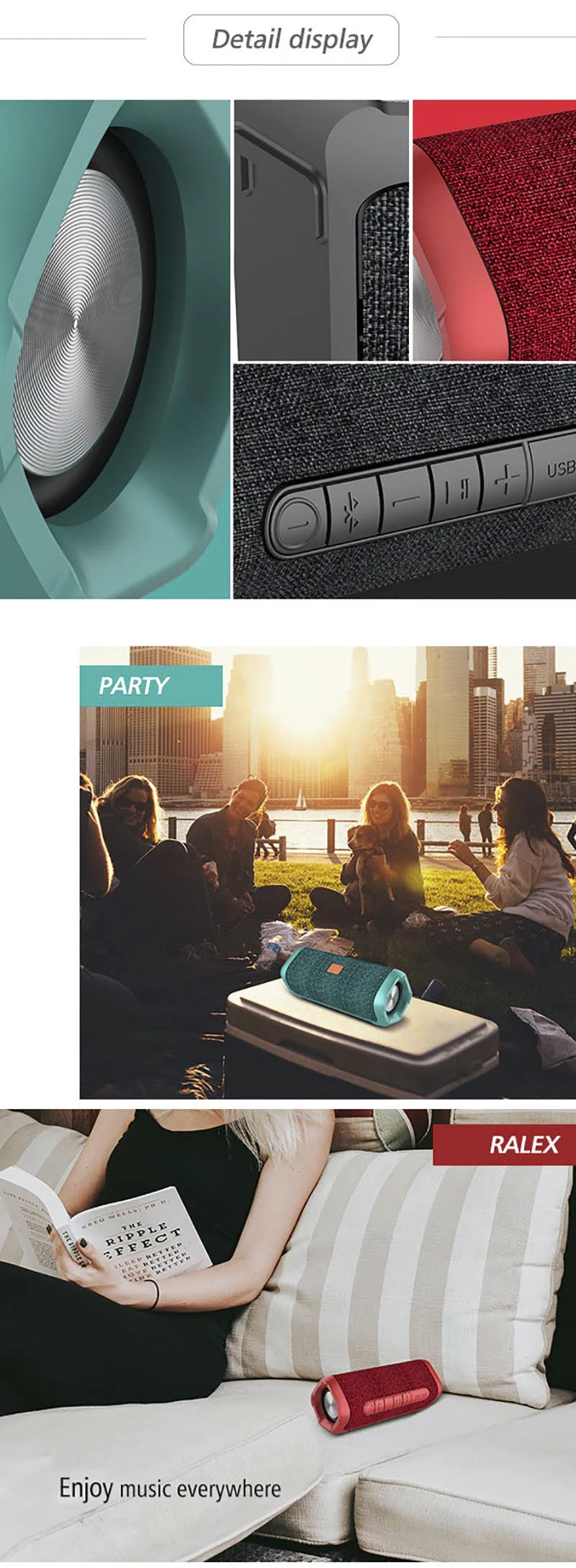 Soomfon RoHs Waterproof True Wireless Speaker 2000mAh Wholesale Portable Tws Bluetooth Car Speaker - ANKUX.COM