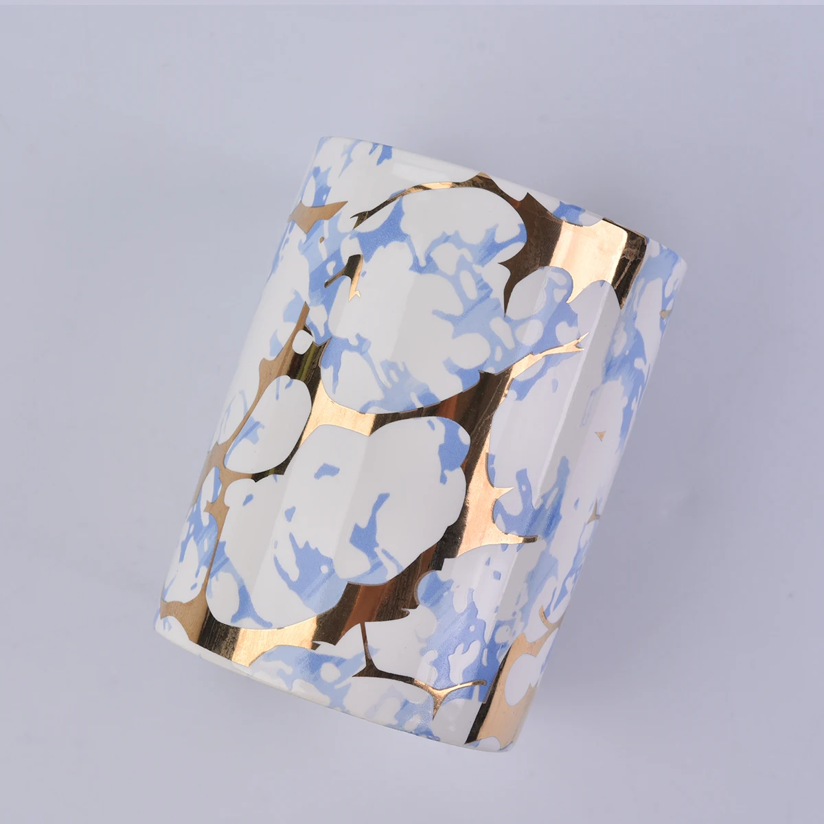 Gold And Marble Pattern Ceramic Candle Vessel Wholesale