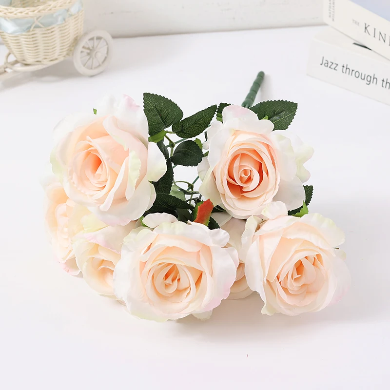 Artificial 7headed Rose Home Garden Decoration Plants Wholesale