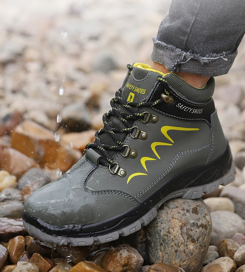 男士钢头鞋坚不可摧的工作防滑安全施工鞋