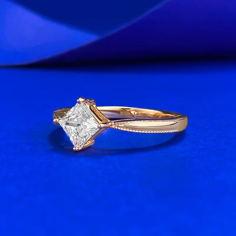 S925 Silver Mini Diamond 5*5mm Princess Square Ring Trendy Wedding Ring Rhodium Plating Featuring Lab Diamond Ring