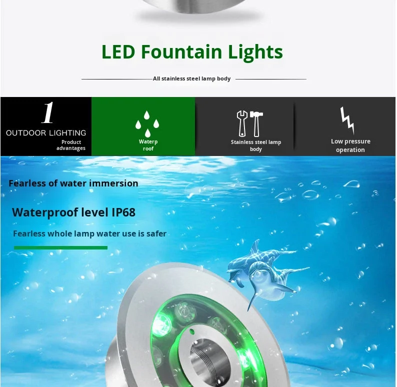 product led underwater fountain light ip68 waterproof rgb color changing pool light for landscape use-2