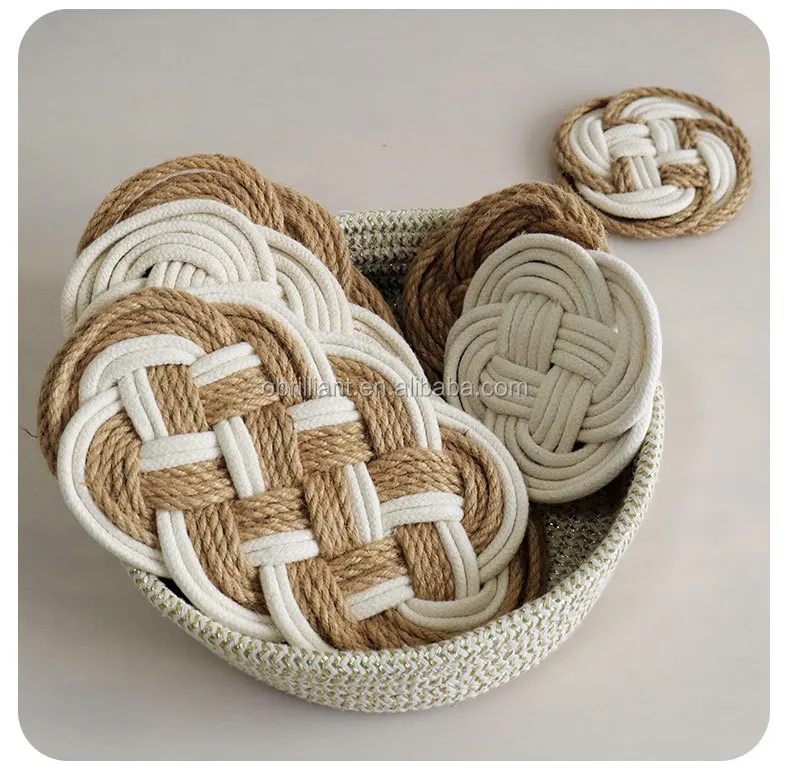 Rustic Jute Rope Placemats Handmade Hemp Braided Farmhouse Table Mats