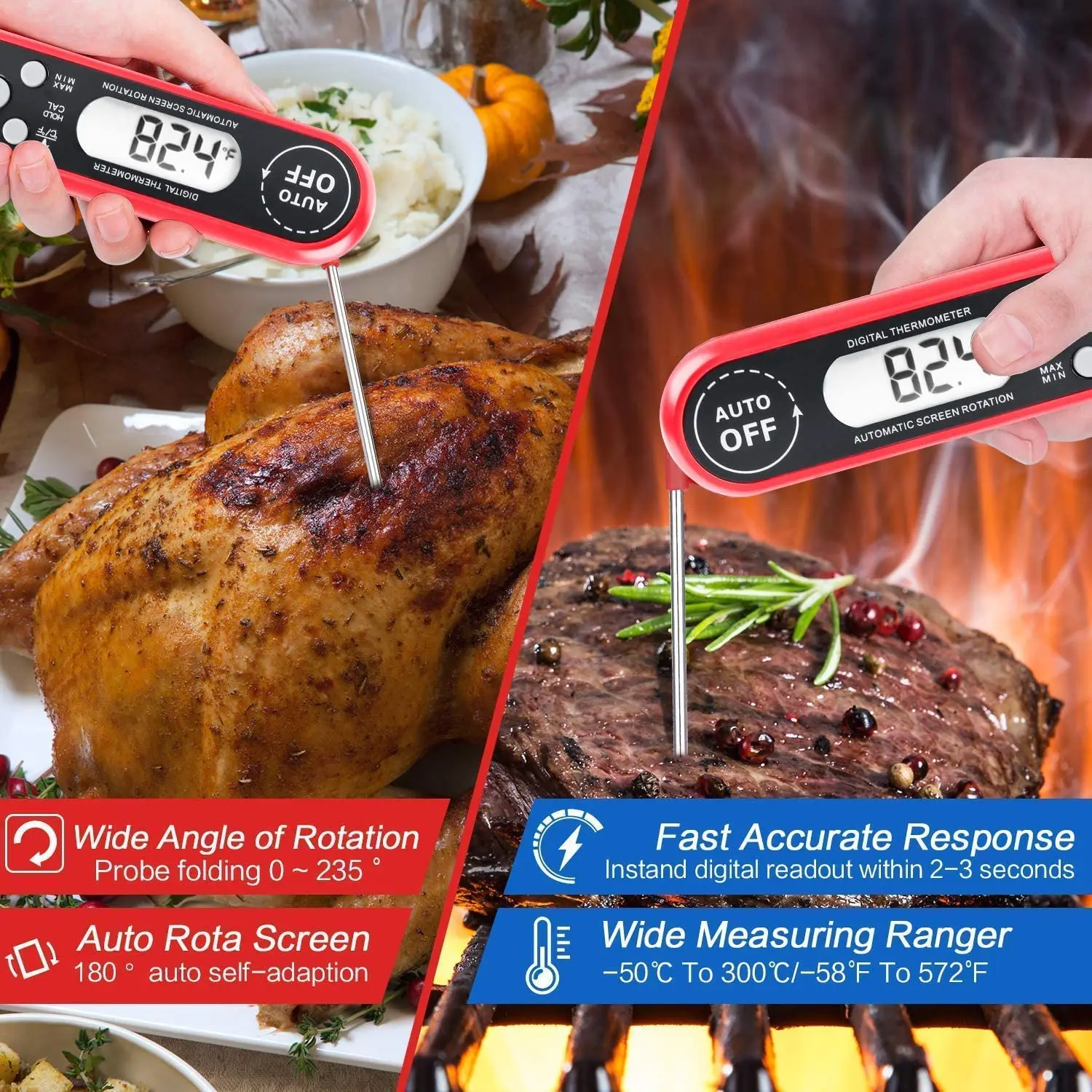 Meat thermometer digital cooking thermometer food bbq turkey cooking thermometer digital for BBQ