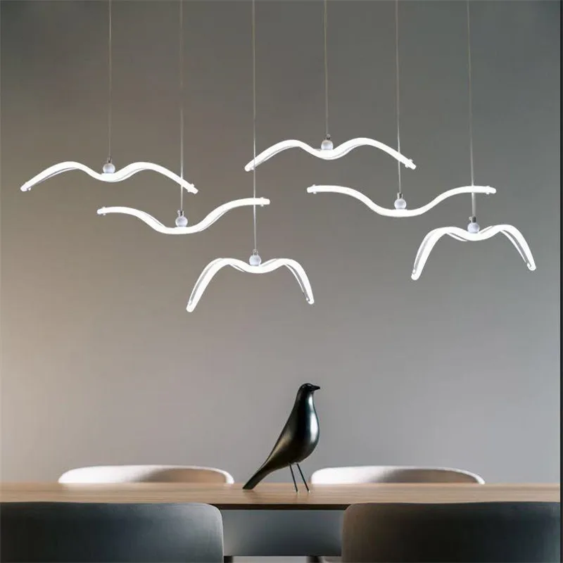 Nordic Seagull Design Pendant Lights Acrylic Lustre Lighting Pendant Lamp Retro Home Fixture Decor Lustre Suspension Light