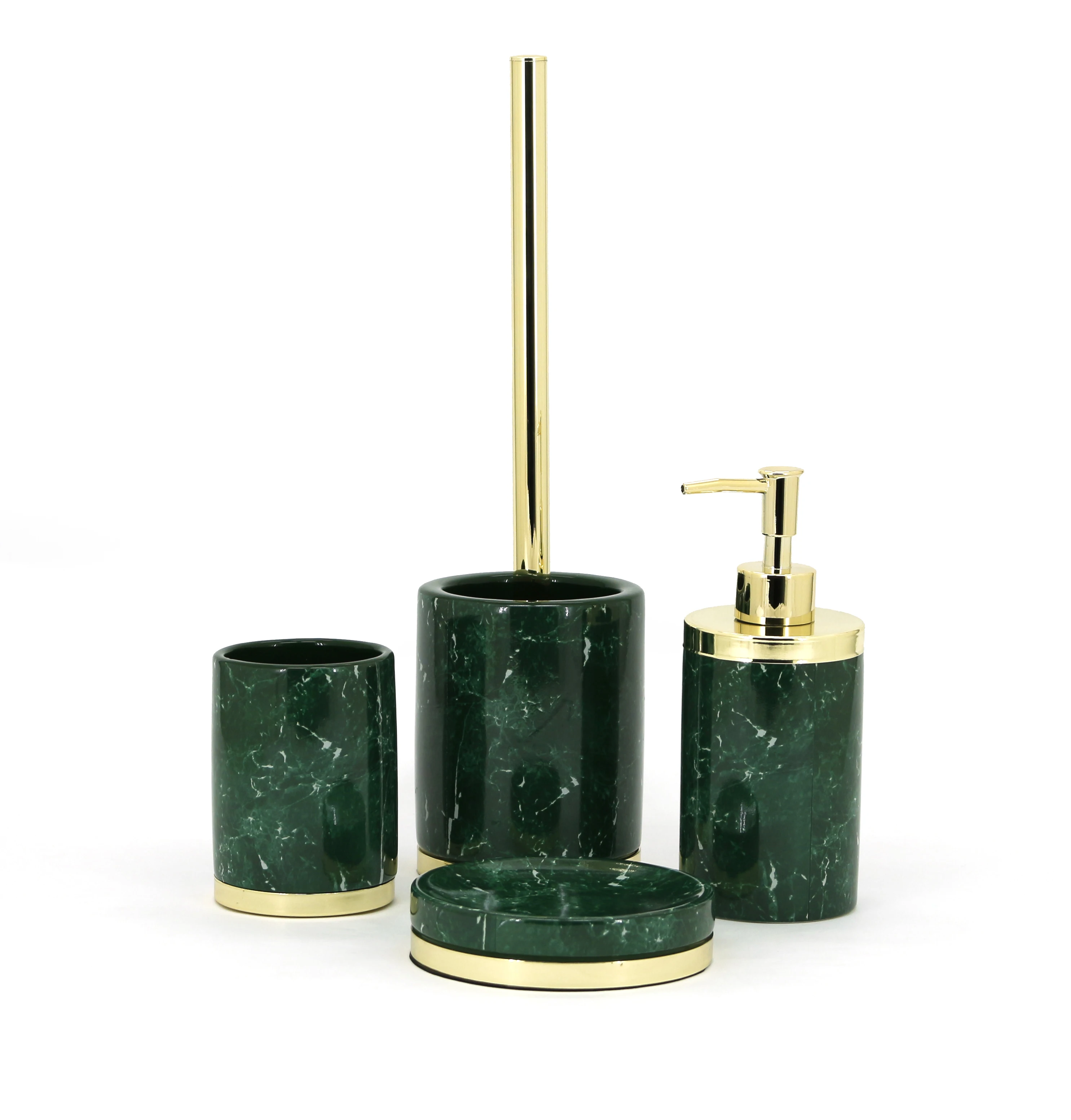 Marble Look Ceramic Bathroom Set With Metal Decor On Sale Buy Marble