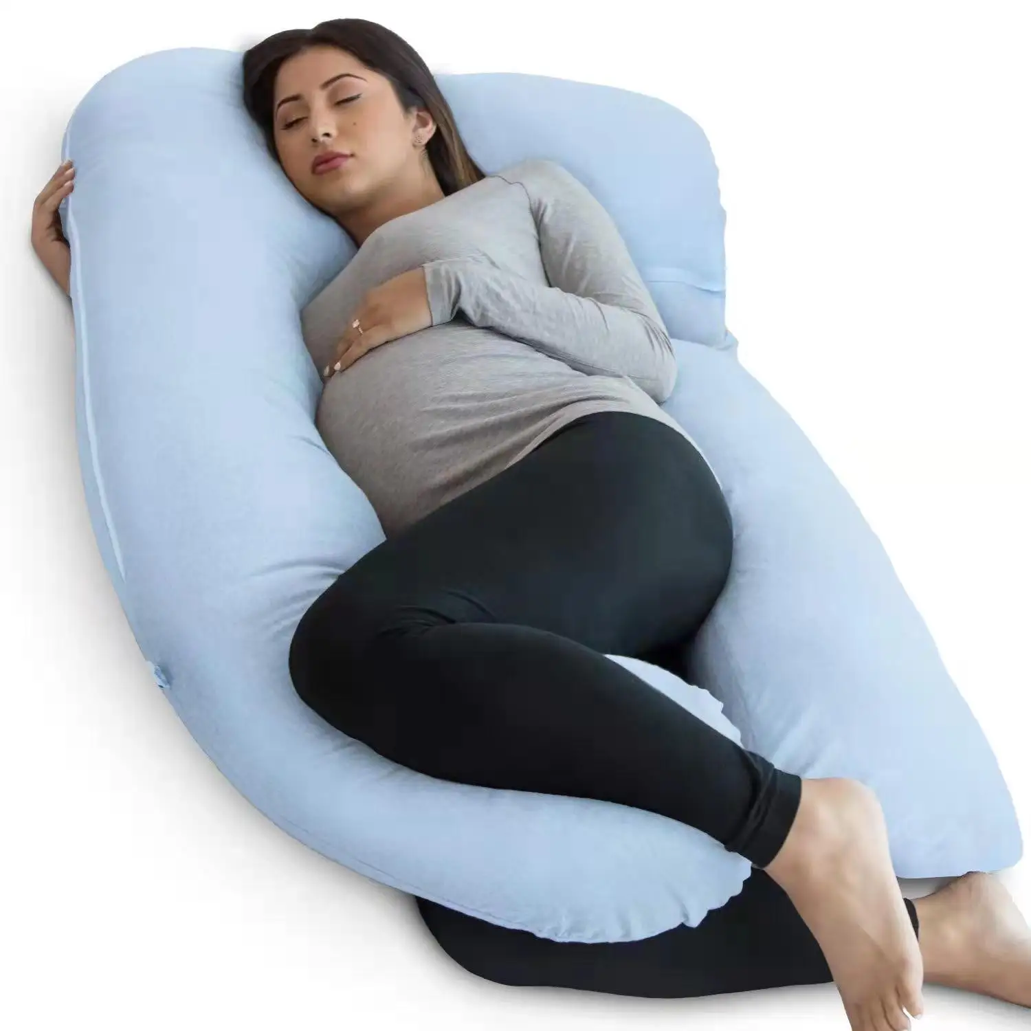 Maternal Side Sleeper U Shaped Pregnancy Body Pillow With Zipper ...