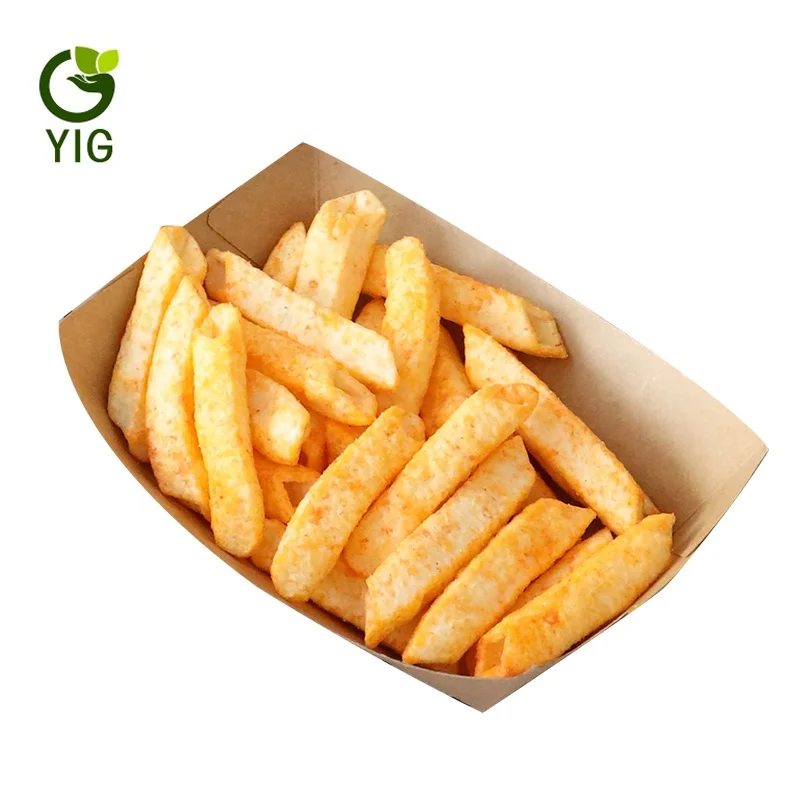 
Kraft Paper Boat Shape Tray Take Away Food Packaging Box For Restaurant Ship box 