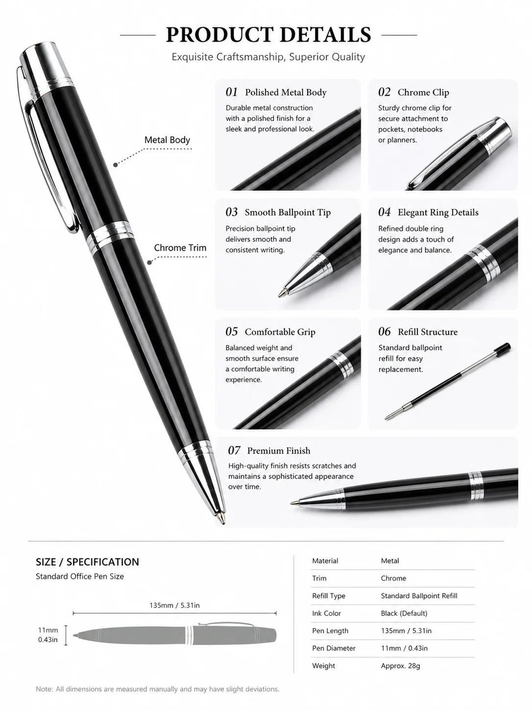 Custom Logo Metal Ballpoint Pen Luxury Executive Business Gift Pen Twist Mechanism Office Stationery