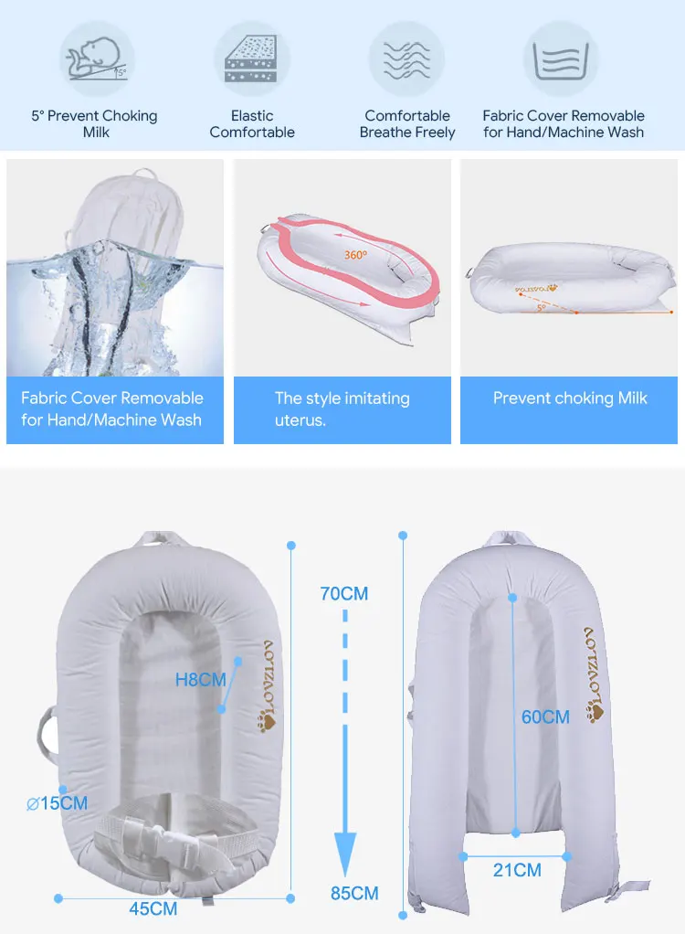 0-3 Years Travel Breathable Hypoallergenic Co-Sleeping Baby Lounger Bassinet