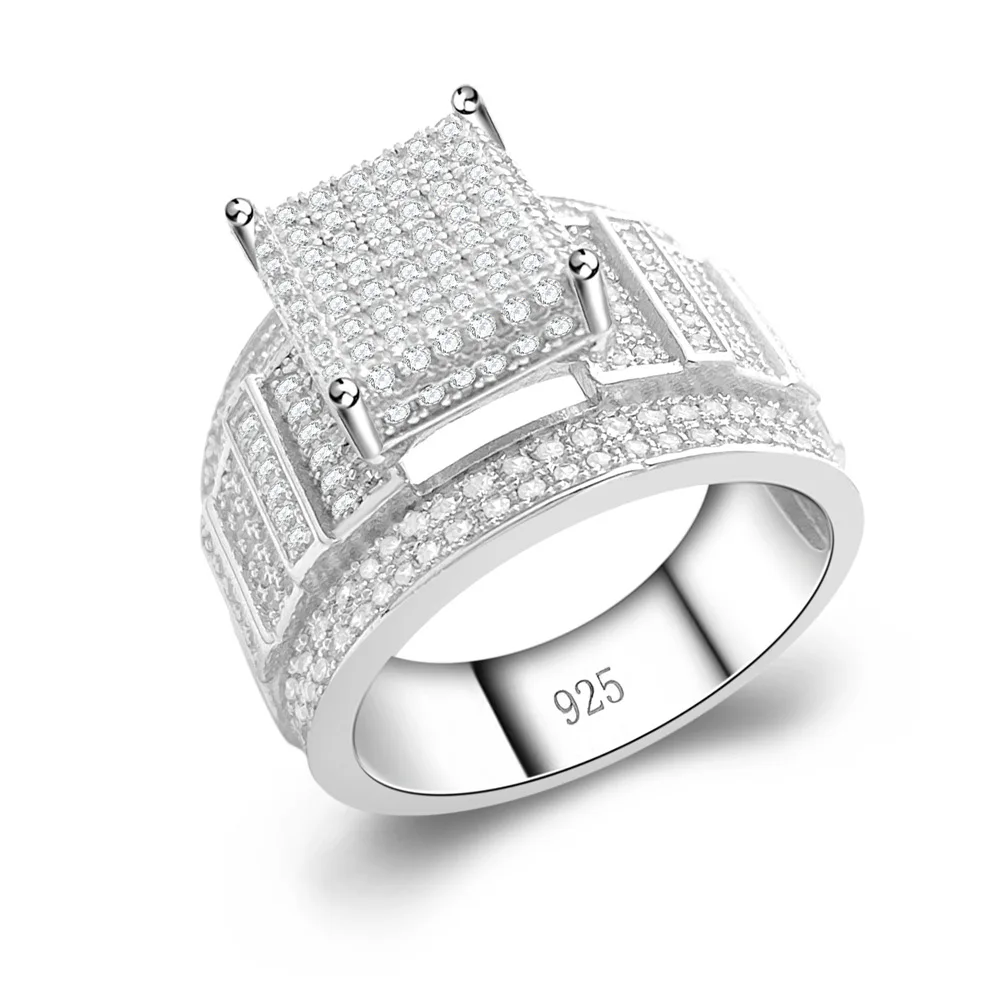 Classic S925 Silver Ring Set Aggressive Hip Hop Trend with D Color Moissanite Fashionable for Men and Women
