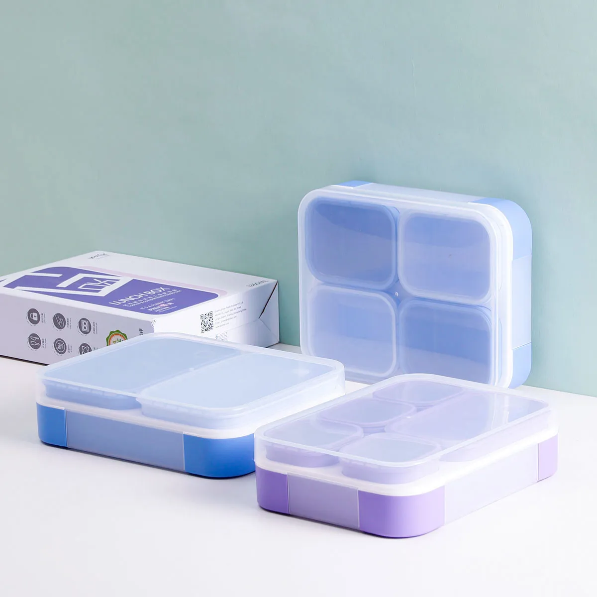 BPA-Free Plastic Lunch Box Microwavable Bento Box with Removable Inner Divided Box for Adults Kids Kitchen School Food Storage details