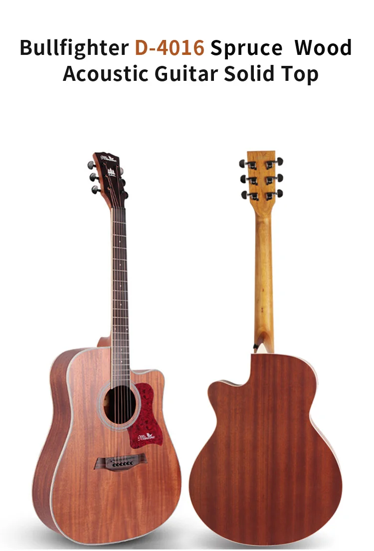 Bullfighter D-4016 Spruce Wood  Affordable OEM Acoustic Guitar Solid Top