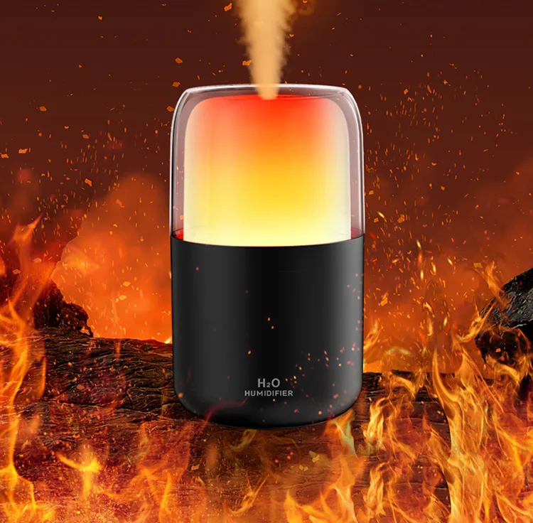 New Smart Simulation Flame Aroma Diffuser USB Mini Ultrasonic Plastic Home Desktop Fragrance Machine Flame Humidifier Ambient