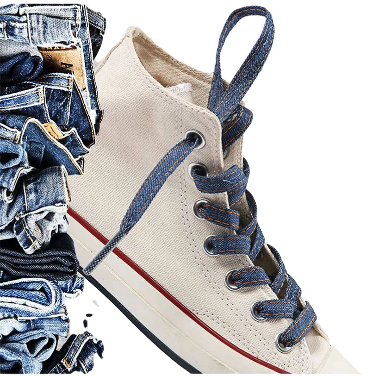 Custom Brilliant Printed Flat Denim Shoelaces For Sports Sneakers Boot Buy Flat Denim