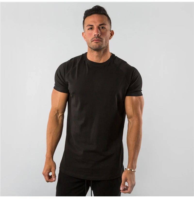 Cotton Fabric Loose Style Men Tshirt Sports Short Sleeve Fitness Gym Clothes