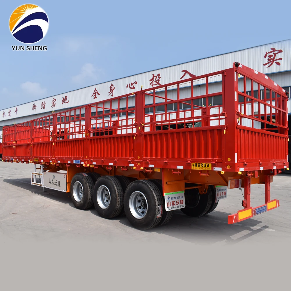 wosheng 高负荷围栏半挂车 3 轴货物拖车动物运输围栏半挂车