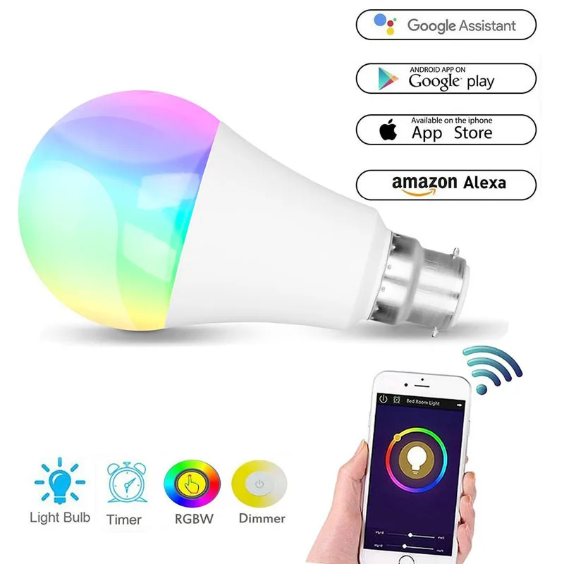 7W Ampoule LED E27 B22 WiFi Smart Bulb Intelligent Light APP Remote Control Timing Lamp Work With Alexa/Echo Google Assistant