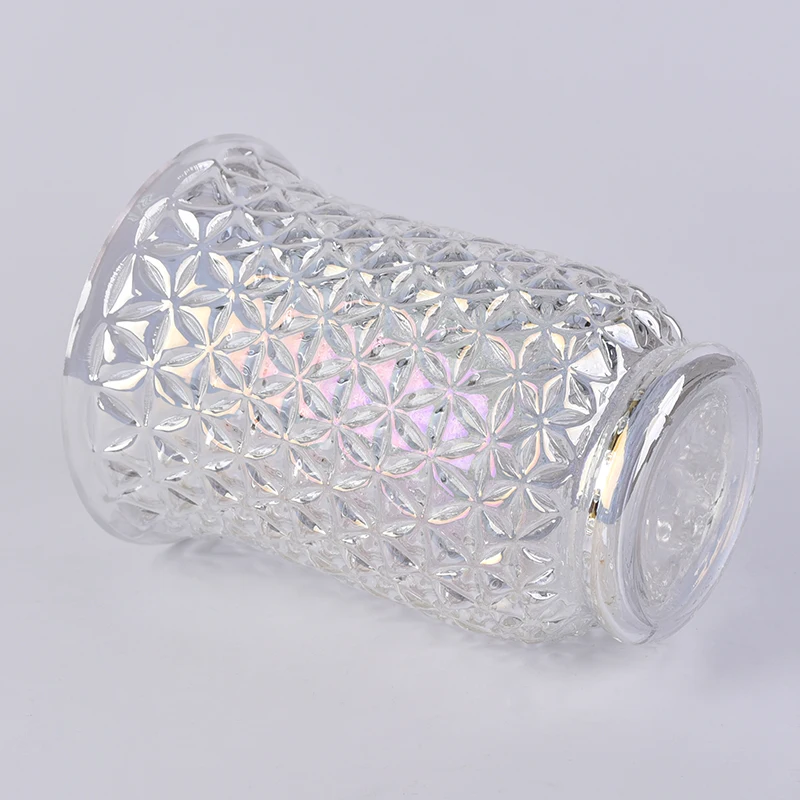Luxury high plating tea light candle container tea light glass candle jars with base home decor factory