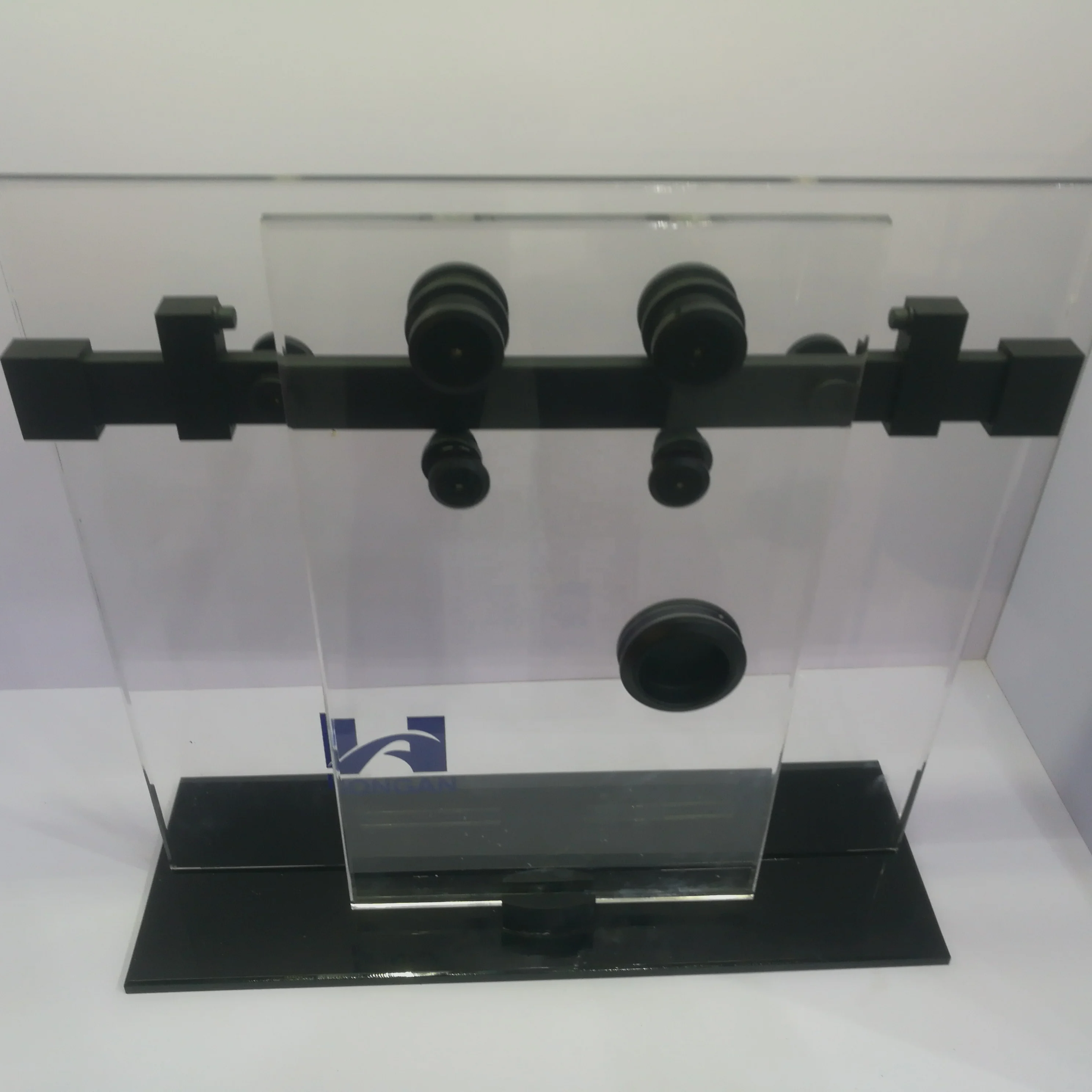 Shower Hardware Exterior Frameless black Sliding Glass Door System