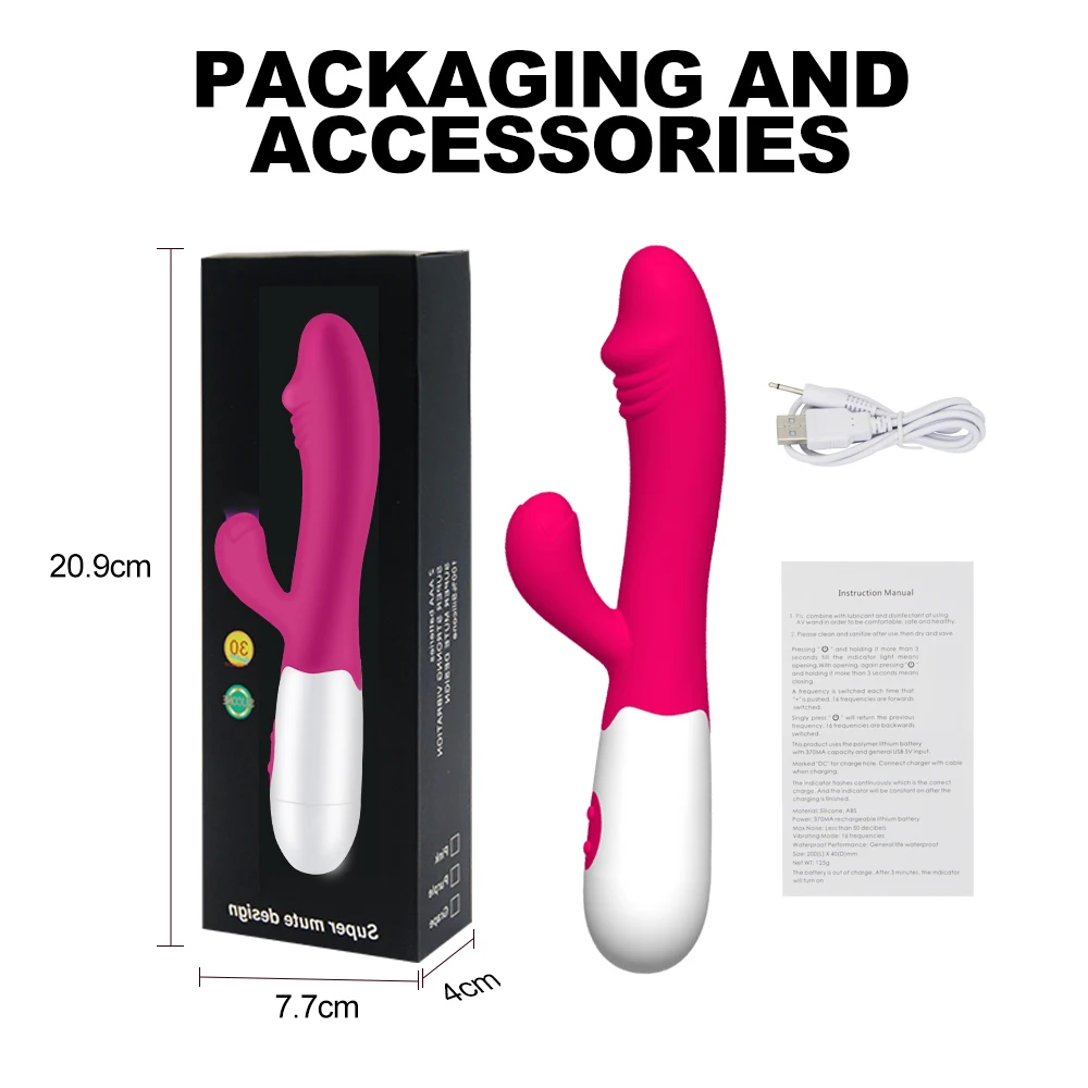 Amazon Hot Selling Silicone Dildo 30 Speeds Vibration rabbit vibrator dildo sex toy