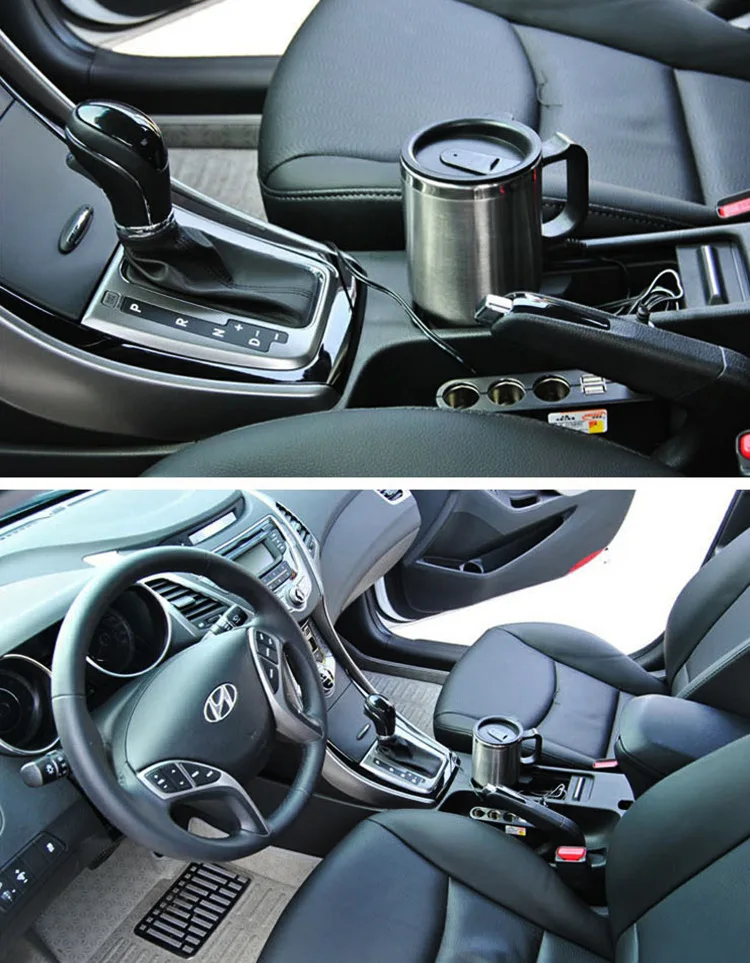 12v travel usb double wall stainless steel heated coffee car electric mug