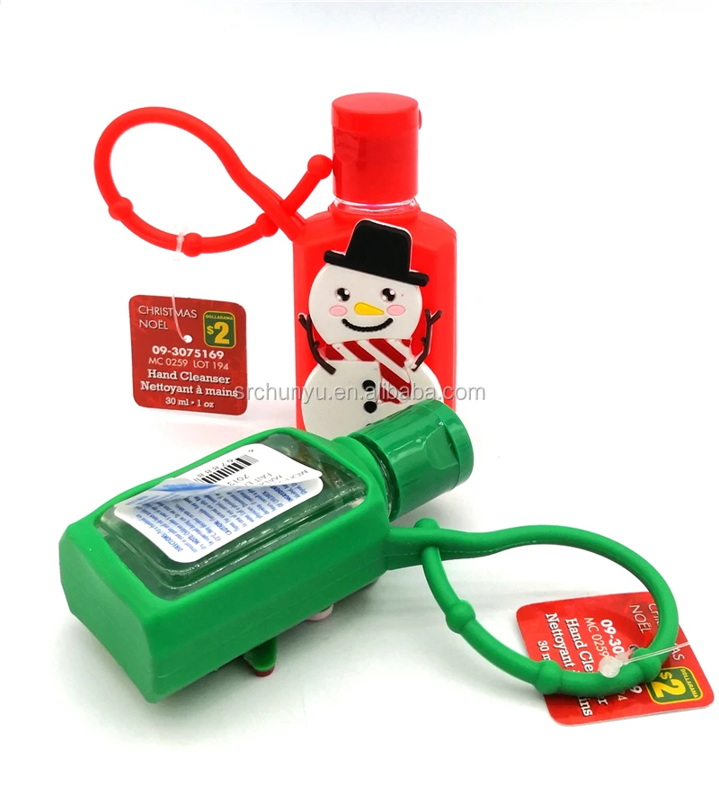 New Christmas Scented Hand Sanitizer With Clip Silicone Cartoon, Double Layer Security Label For School Children