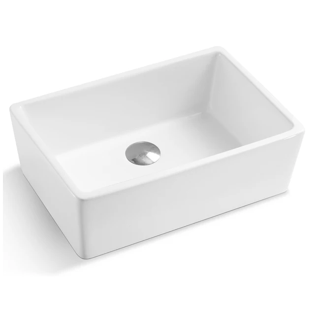 
Fireclay / Ceramic rectangular shape white color and apron front installation tpye farmhouse sink # 2416-285K 