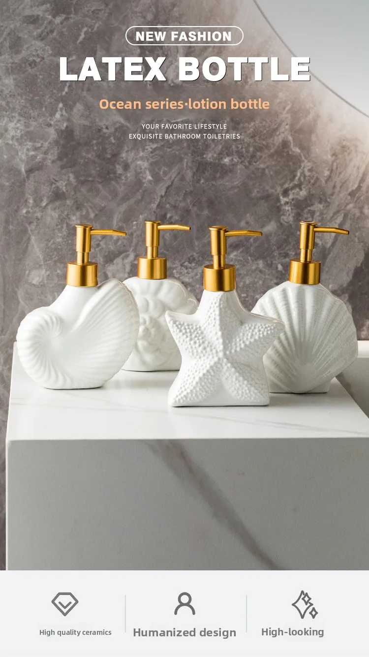 زجاجة سيراميك حمام بمضخة ضغط محمولة بحجم مناسب للسفر لشامبو رحلات العمل 8 زجاجة توزيع السيراميك ذات الطراز الاسكندنافي البسيط لجل الاستحمام أو الشامبو الخاص بالفندق لمستلزمات الحمام