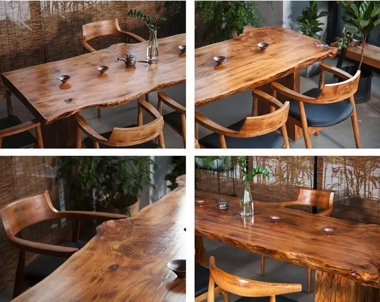 100% solid wood hotel restaurant worktop wooden dining table and chair