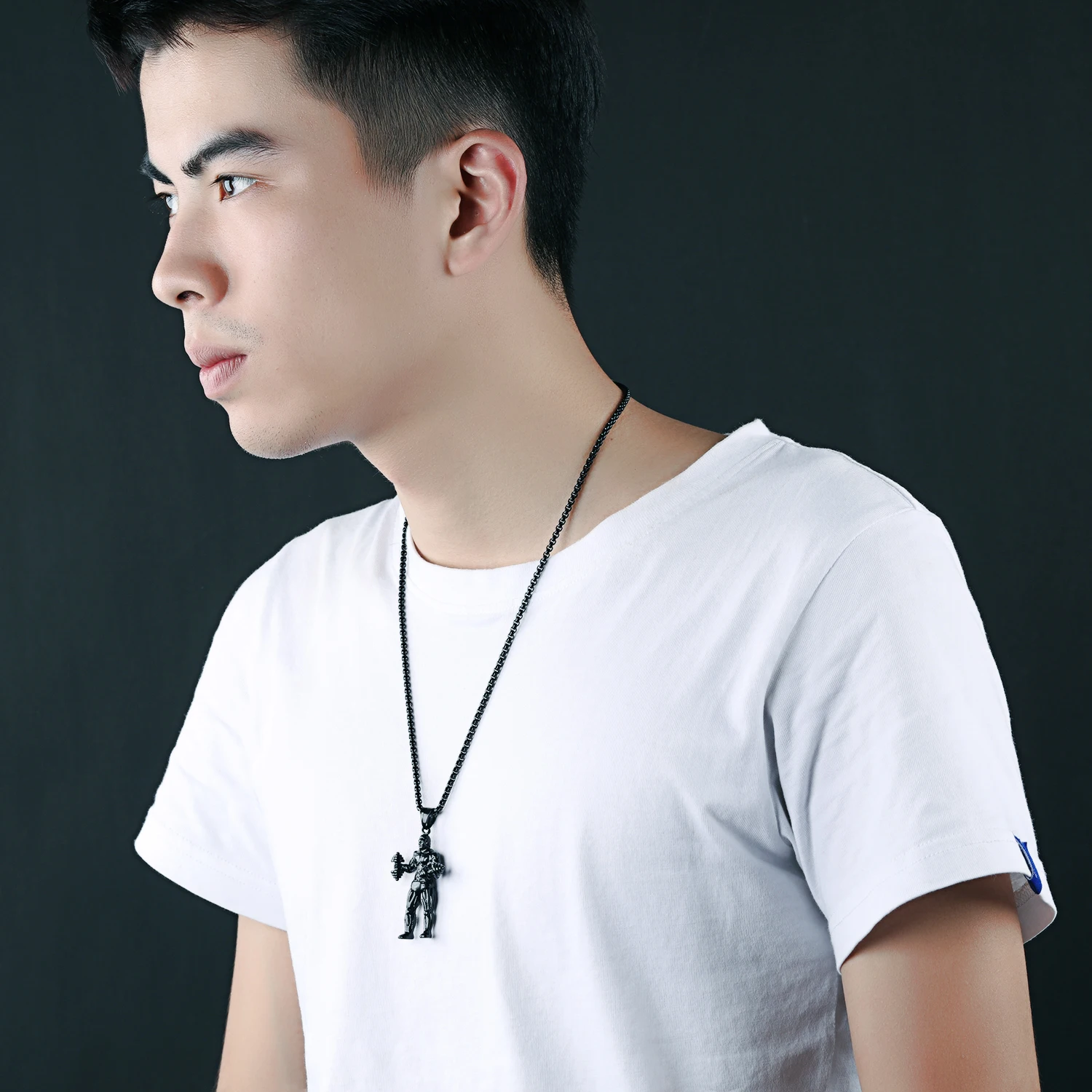 欧美时尚健身钛钢男士吊坠简约时尚运动男士项链