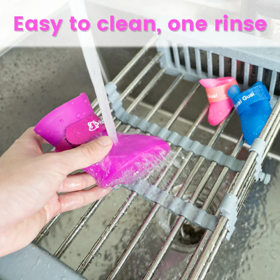 Shuirui Dog Galoshes Adjustable Antislip Waterproof Outdoor Soft Rubber Pet Dog Paw Protectors