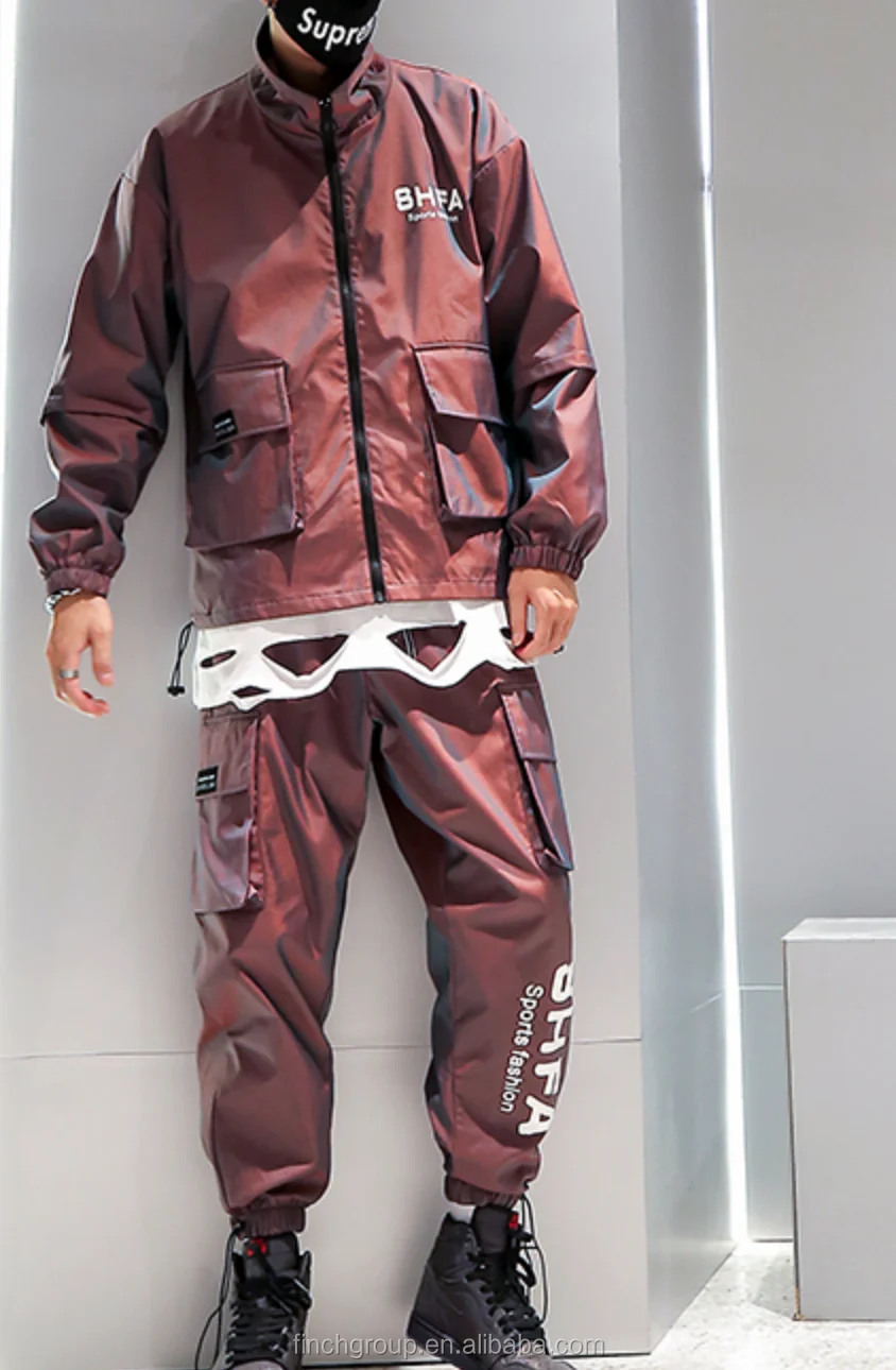 Two Piece Jacket Pant Sets Men Cargo Tracksuit Sets Joggers Cargo Pants