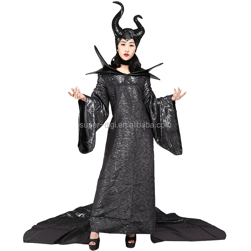 Details about   COSTYLY Halloween Maleficent Cosplay Costume Fancy Balck Dress Costume US BT