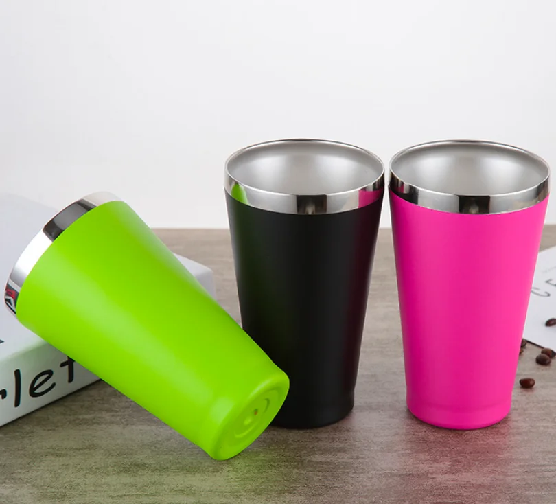 Durable 16oz Beer Tumbler  Double Wall Insulated Thermos Flask Stainless Steel Tumbler Cup for Outdoor Cup