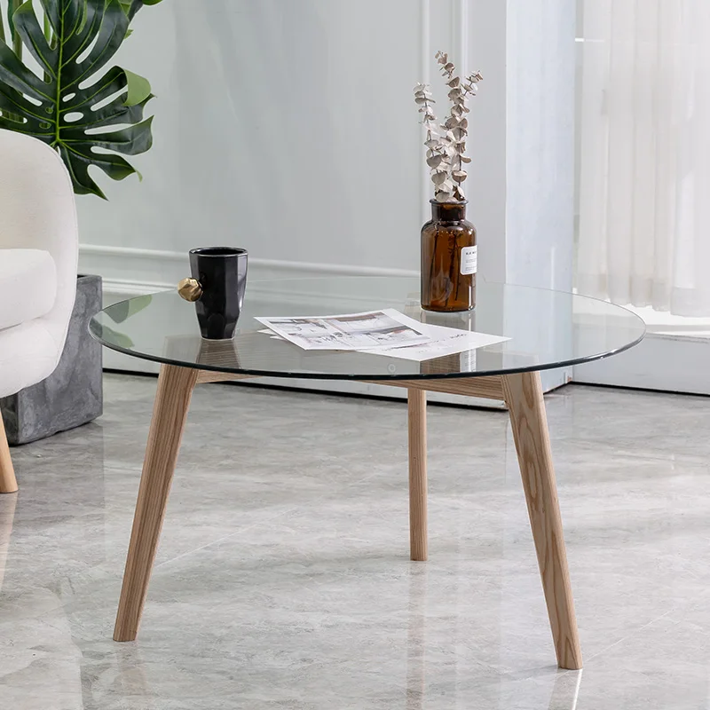 Cheap Morden Round Portable Tea Table Wooden Tea Table With Glass Top