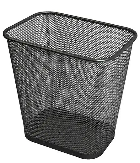 steel mesh rectangular open top waste basket bin trash can for