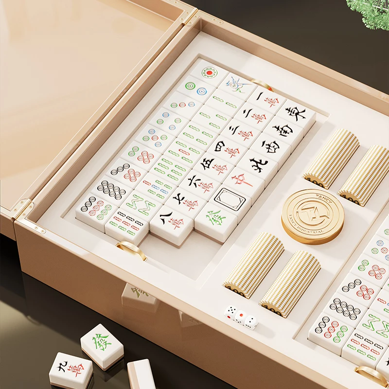 China Luxury Custom Mahjong With Wooden Box 144 Mahjong Set Wooden