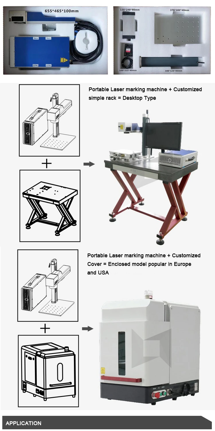 20W 30W Raycus Laser Power split mini portable Fiber laser marking machine manufacture/supplier