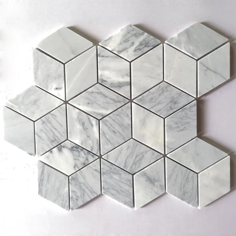 新风格钻石芯片不规则天然大理石瓷砖立方体形马赛克瓷砖为地板/背景