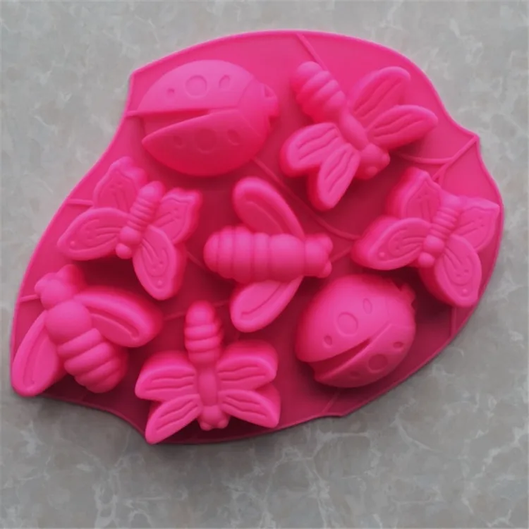 Insect Bees And Dragonflies Lady Bugs Cake Mold Pan Silicone Mould Tools 