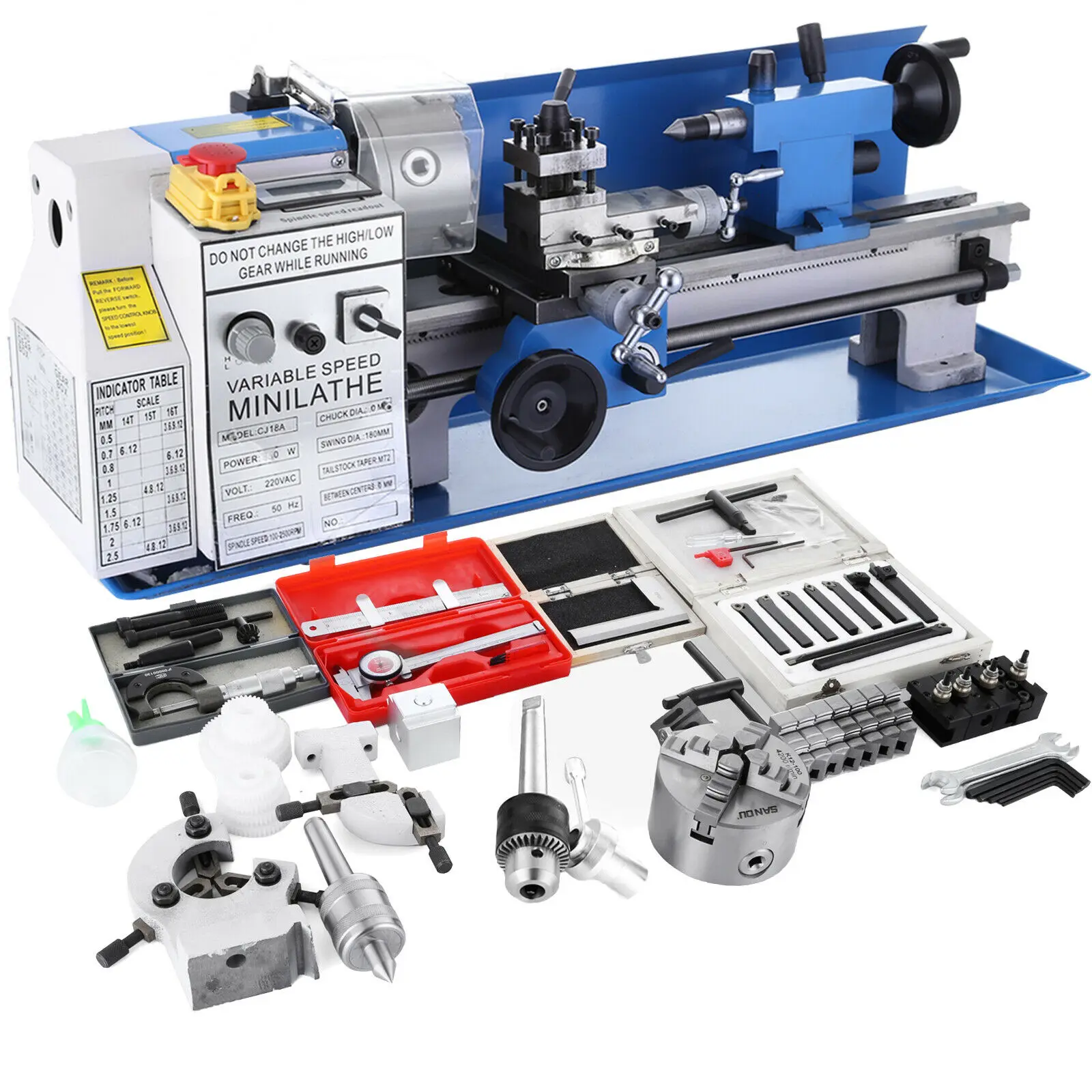 New CJ18A 7x14 Inch 550W Benchtop Mini Metal Lathe Machine - Easy